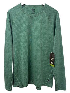 REI Mens Long Sleeve Pullover Size Large Green Mens Crew Neck Shirt NWT